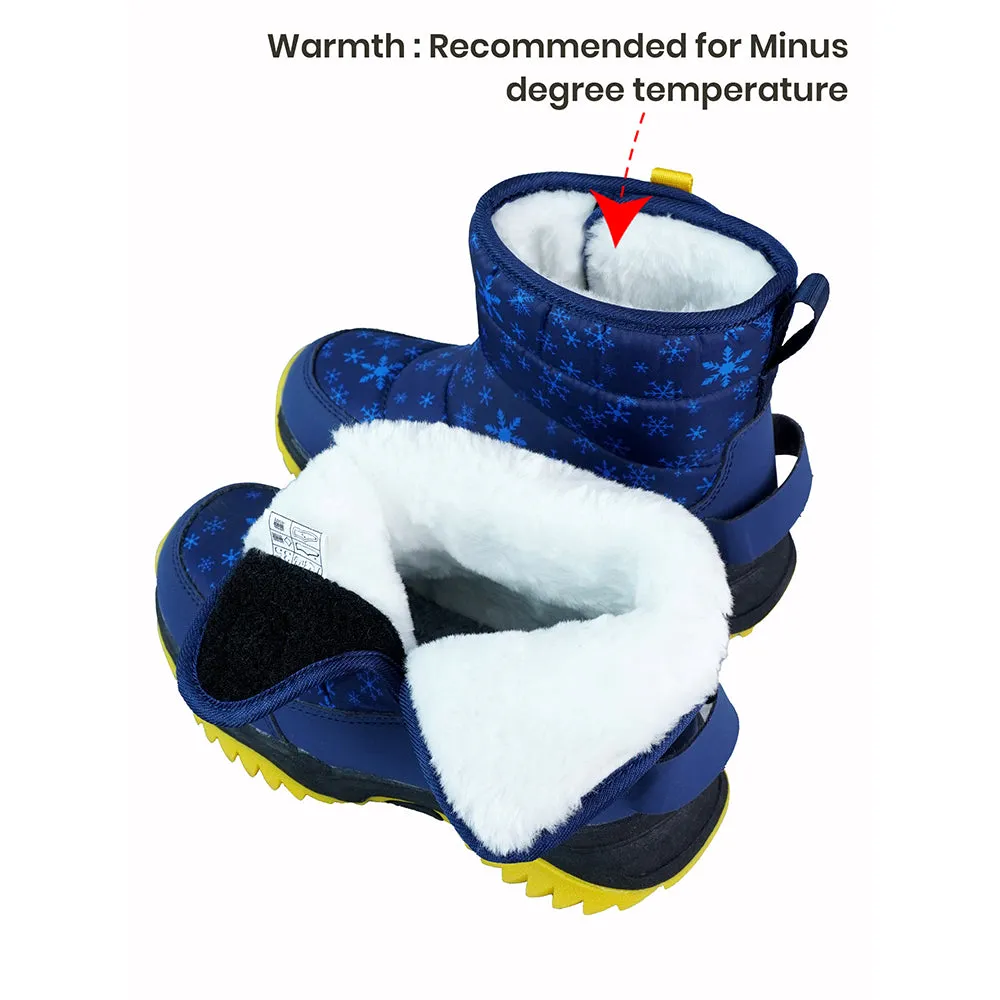 Blue Snowflake Waterproof Winter Snow Boots for Kids for Minus Degree Temperature