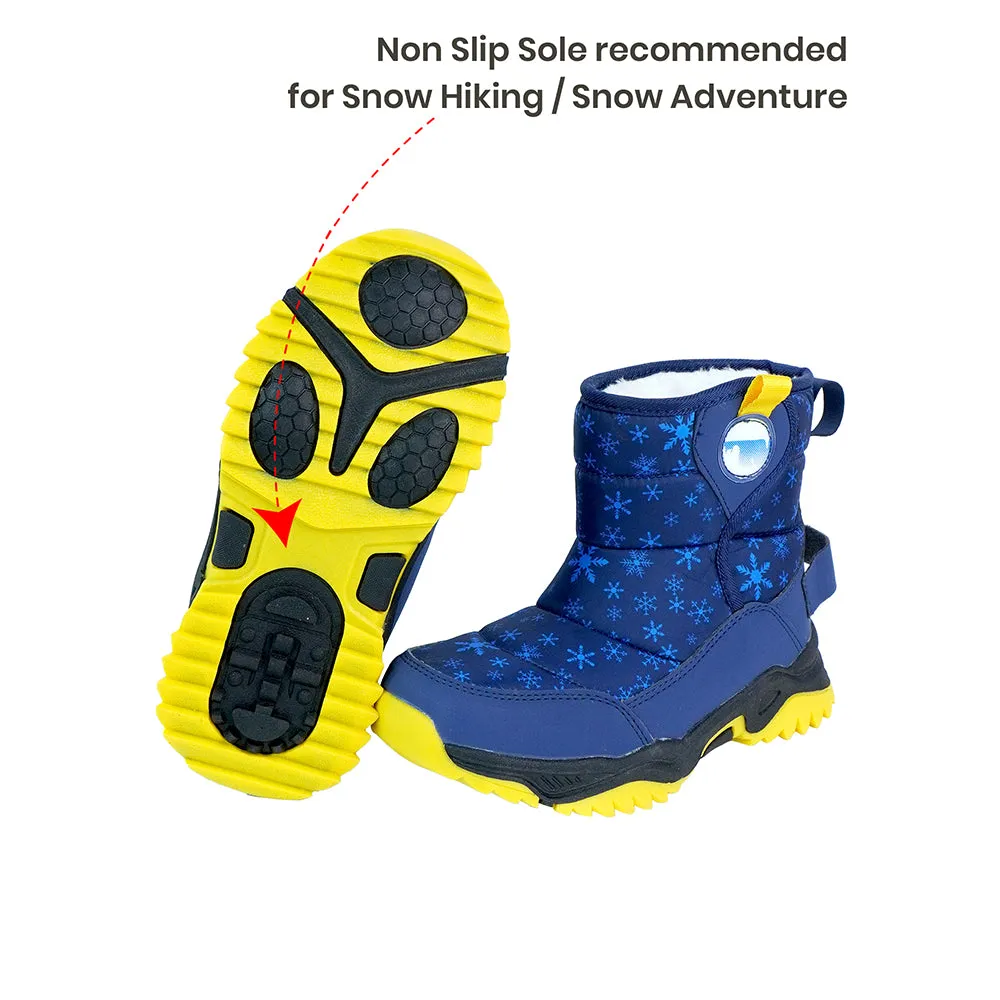 Blue Snowflake Waterproof Winter Snow Boots for Kids for Minus Degree Temperature