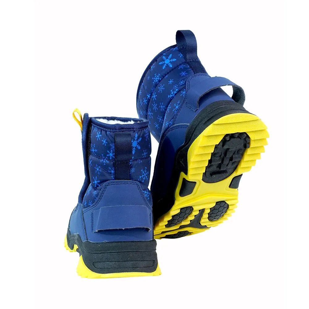 Blue Snowflake Waterproof Winter Snow Boots for Kids for Minus Degree Temperature