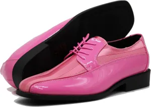 BMY Men's Striped Satin Matching Patent Upper Oxfords Formal Dress Shoes