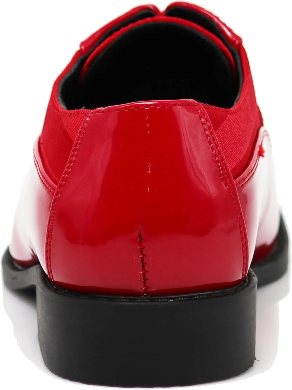 BMY Men's Striped Satin Matching Patent Upper Oxfords Formal Dress Shoes