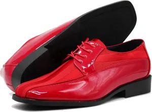 BMY Men's Striped Satin Matching Patent Upper Oxfords Formal Dress Shoes