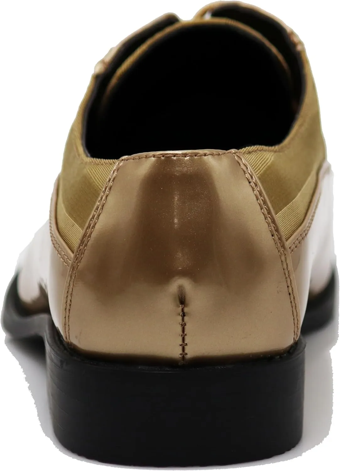 BMY Men's Striped Satin Matching Patent Upper Oxfords Formal Dress Shoes