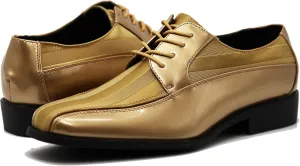 BMY Men's Striped Satin Matching Patent Upper Oxfords Formal Dress Shoes