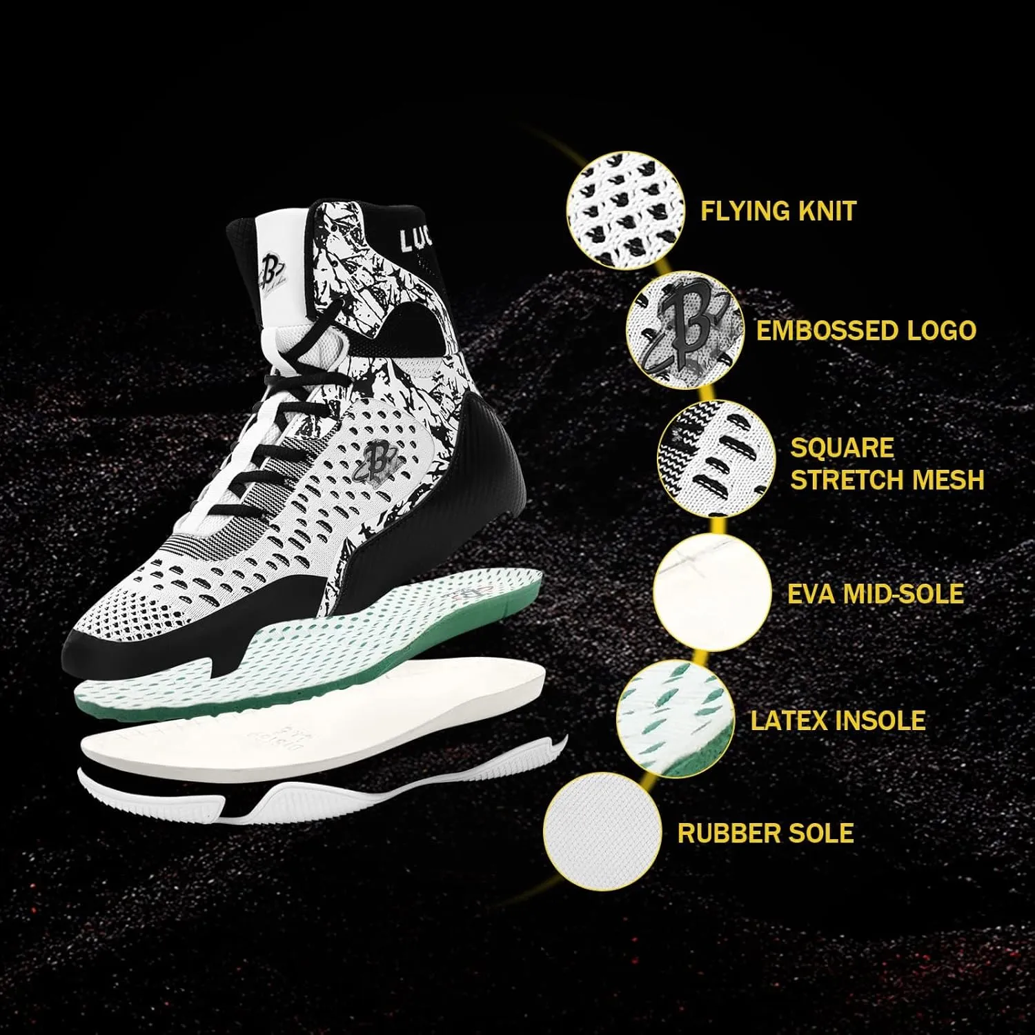 Boxing Shoes for Men High-top Fighting Shoes Wrestling Training Boots LS198