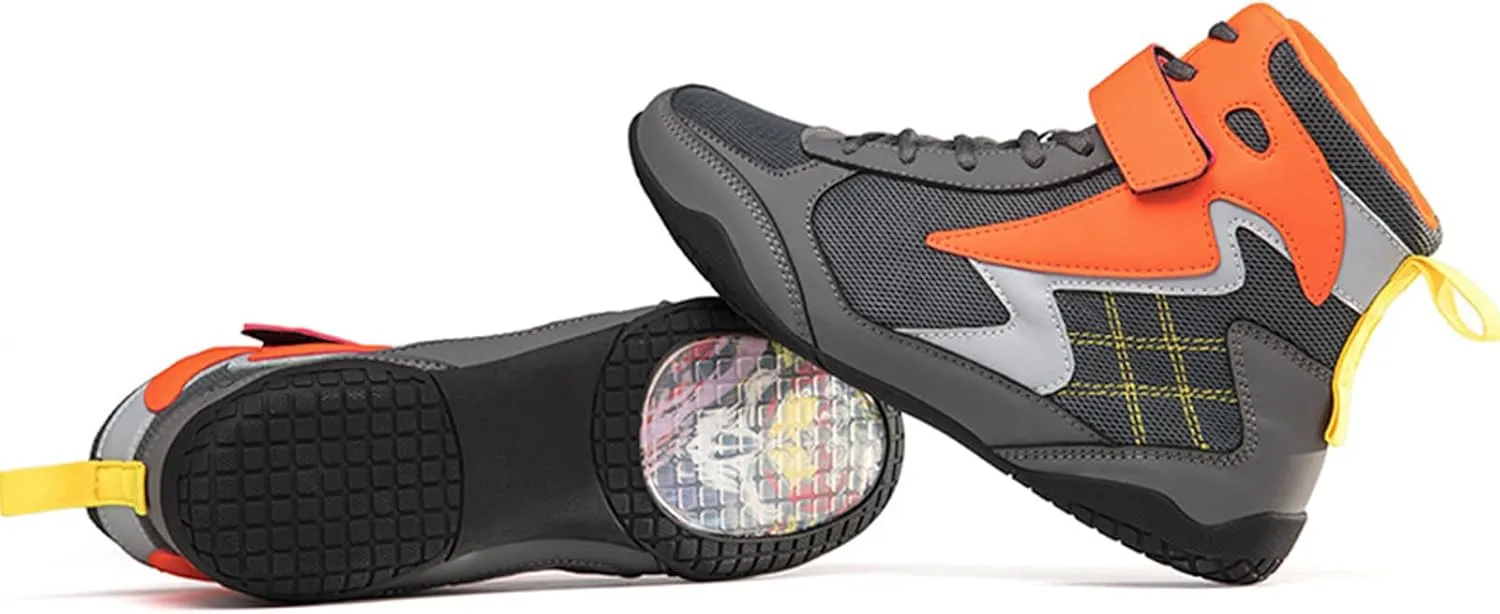 Boxing Shoes for Mens Leather Wrestling Fighting Boots with Mesh and Rubber Sole Kickboxing Training for Gym Powerlifting Bodybuilding