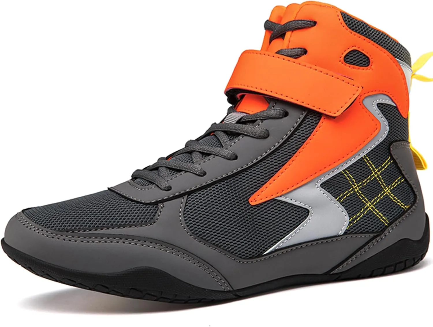 Boxing Shoes for Mens Leather Wrestling Fighting Boots with Mesh and Rubber Sole Kickboxing Training for Gym Powerlifting Bodybuilding