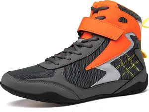 Boxing Shoes for Mens Leather Wrestling Fighting Boots with Mesh and Rubber Sole Kickboxing Training for Gym Powerlifting Bodybuilding