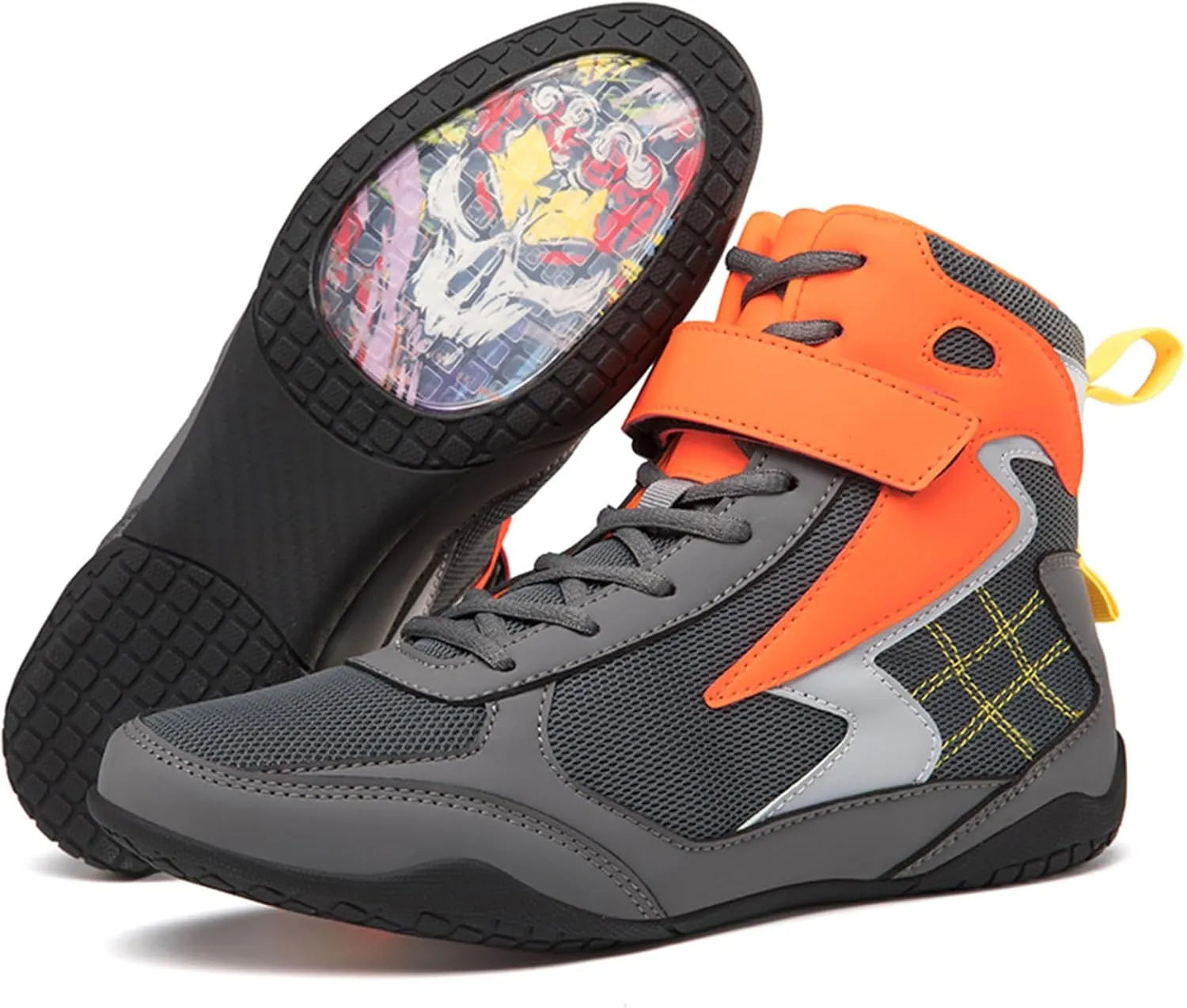 Boxing Shoes for Mens Leather Wrestling Fighting Boots with Mesh and Rubber Sole Kickboxing Training for Gym Powerlifting Bodybuilding