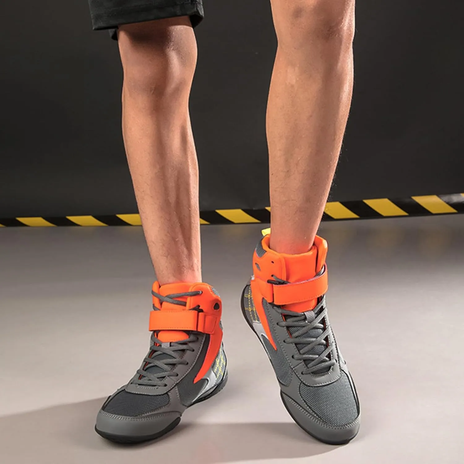 Boxing Shoes for Mens Leather Wrestling Fighting Boots with Mesh and Rubber Sole Kickboxing Training for Gym Powerlifting Bodybuilding