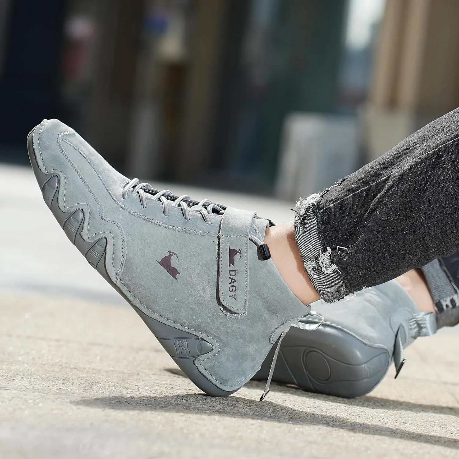 Boxpopla Men's Italian Handmade Suede Ankle Boots,Driving Beck Shoes for Men Casual Boots Waterproof Genuine Leather Breathable Non-Slip Lightweight Chukka Fashion