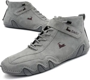 Boxpopla Men's Italian Handmade Suede Ankle Boots,Driving Beck Shoes for Men Casual Boots Waterproof Genuine Leather Breathable Non-Slip Lightweight Chukka Fashion