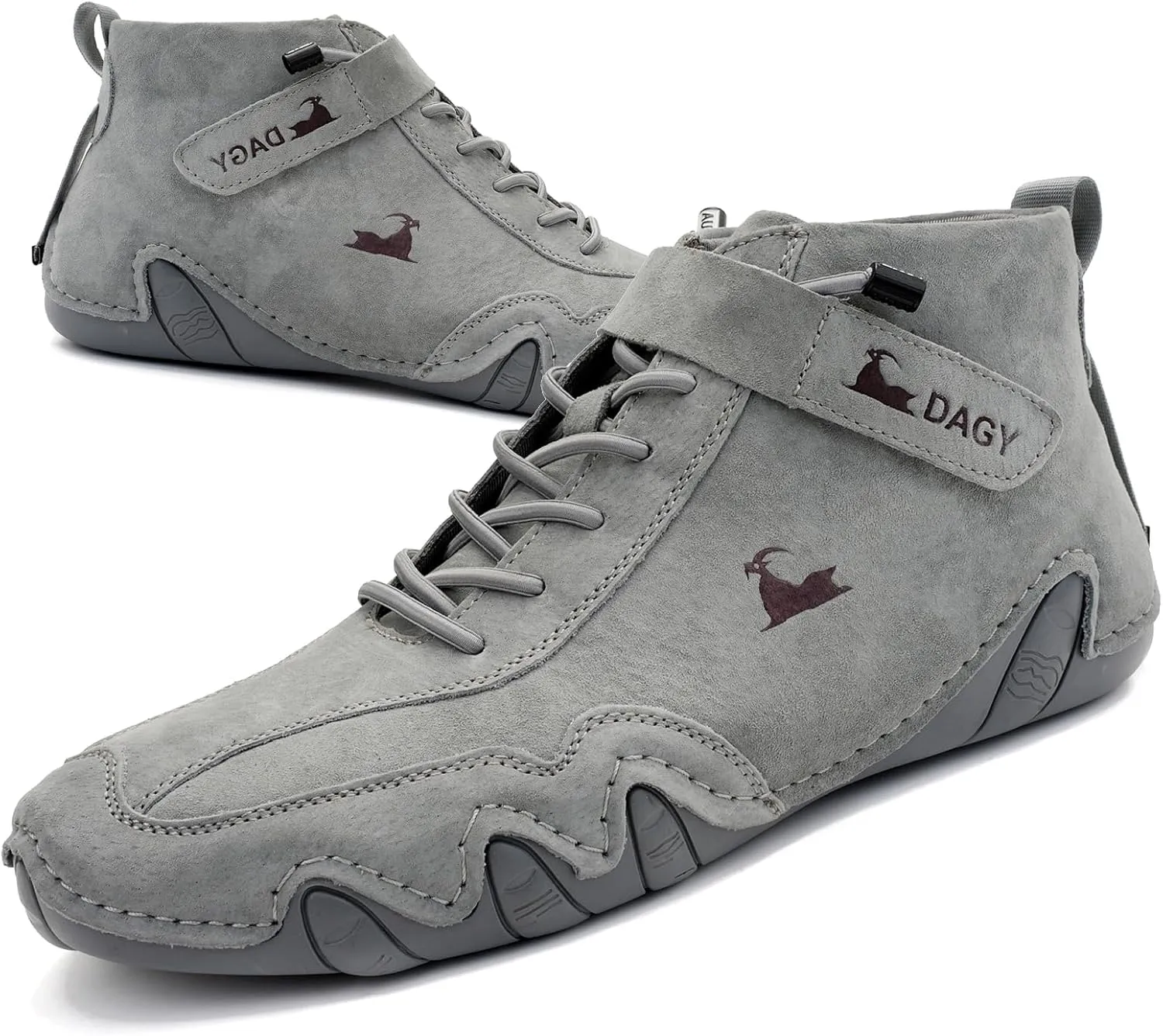 Boxpopla Men's Italian Handmade Suede Ankle Boots,Driving Beck Shoes for Men Casual Boots Waterproof Genuine Leather Breathable Non-Slip Lightweight Chukka Fashion