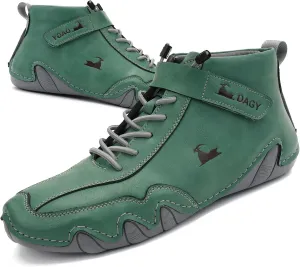 Boxpopla Men's Italian Handmade Suede Ankle Boots,Driving Beck Shoes for Men Casual Boots Waterproof Genuine Leather Breathable Non-Slip Lightweight Chukka Fashion