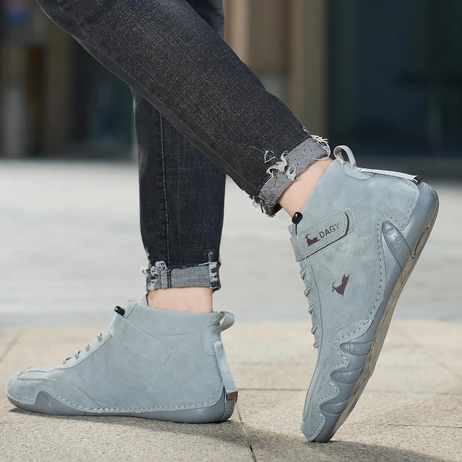 Boxpopla Men's Italian Handmade Suede Ankle Boots,Driving Beck Shoes for Men Casual Boots Waterproof Genuine Leather Breathable Non-Slip Lightweight Chukka Fashion