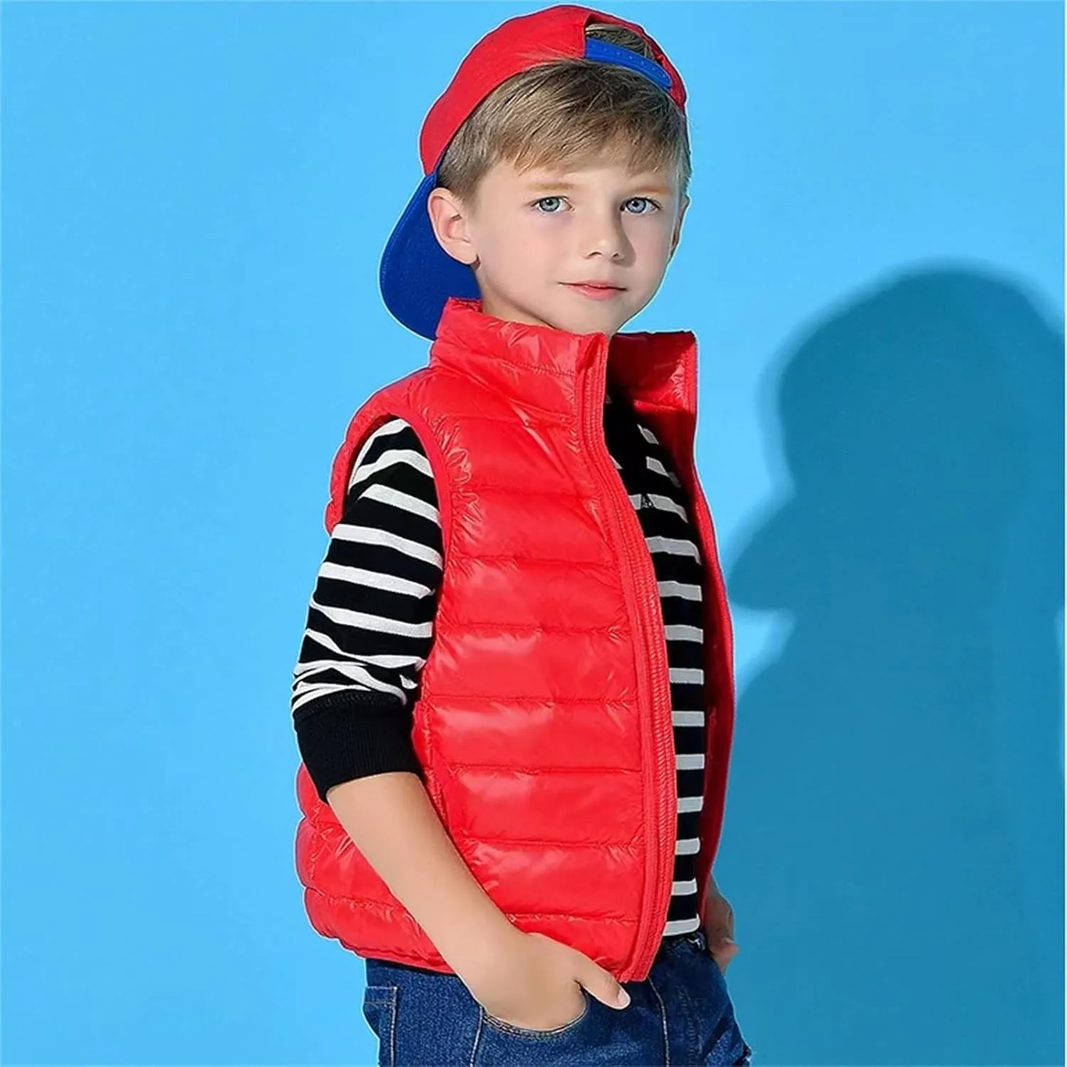 Boys And Girls Down Vest Sleeveless Jacket, Boys And Girls Fluffy Down Vest