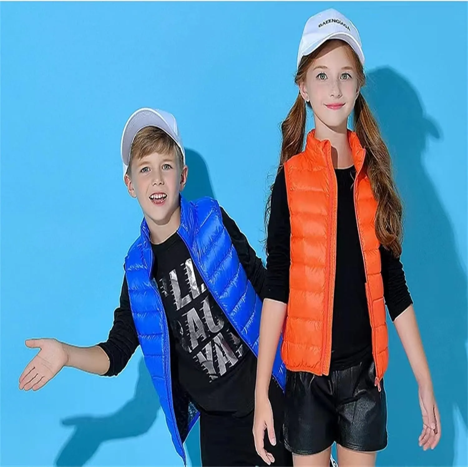 Boys And Girls Down Vest Sleeveless Jacket, Boys And Girls Fluffy Down Vest