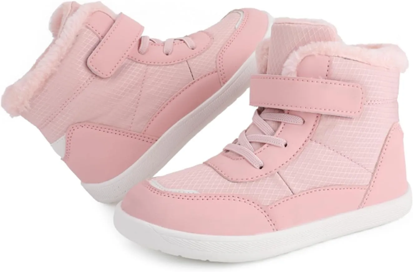 Boys Girls Barefoot Winter Boots With Wide Toe Box Slip Drop Sole Ankle Winter Snow Boots Boots for Toddler Boys Size 5