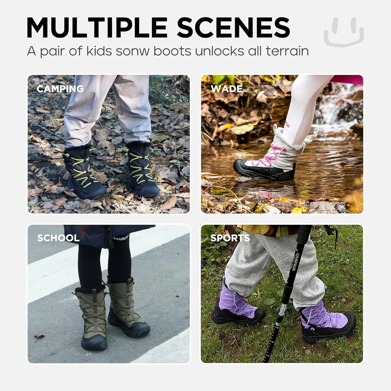 Boys Girls Snow Boots Waterproof Outdoor Sport Warm Cozy Anti-Slip Lightweight Winter Shoes for Toddler/Little/Big Kid