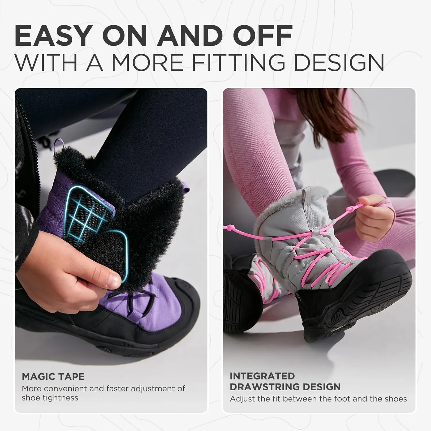 Boys Girls Snow Boots Waterproof Outdoor Sport Warm Cozy Anti-Slip Lightweight Winter Shoes for Toddler/Little/Big Kid