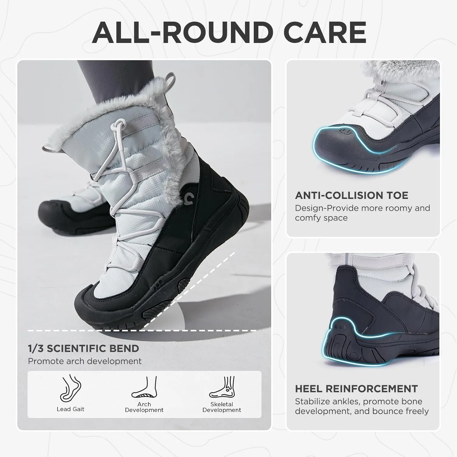 Boys Girls Snow Boots Waterproof Outdoor Sport Warm Cozy Anti-Slip Lightweight Winter Shoes for Toddler/Little/Big Kid