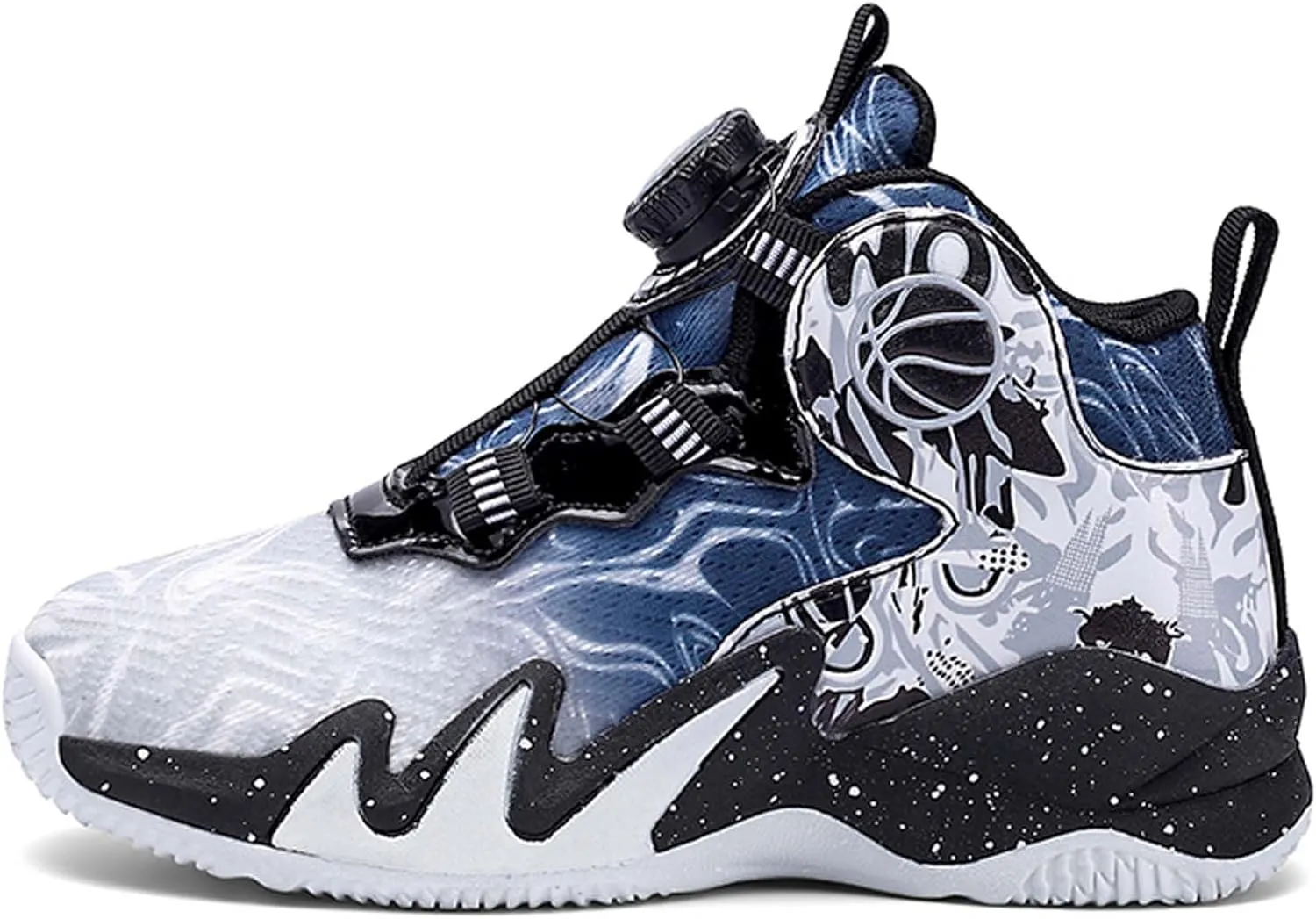 Boys Non Slip Shock Absorbing Basketball Shoes Kids Sneakers Low Top Ultra Light Breathable Casual Walking Shoes Arch Support Running Shoes Black