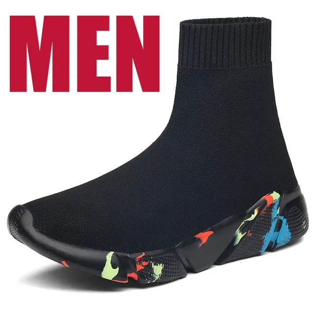 Breathable Men Casual Shoes Light Sneakers Men Sock Shoes Male High Top