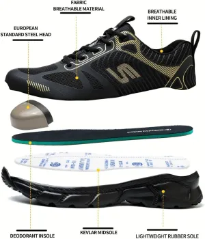 Breathable Woven Knit Shock Absorption Running Shoes Safety Shoes Suitable for Hiking and Outdoor Work