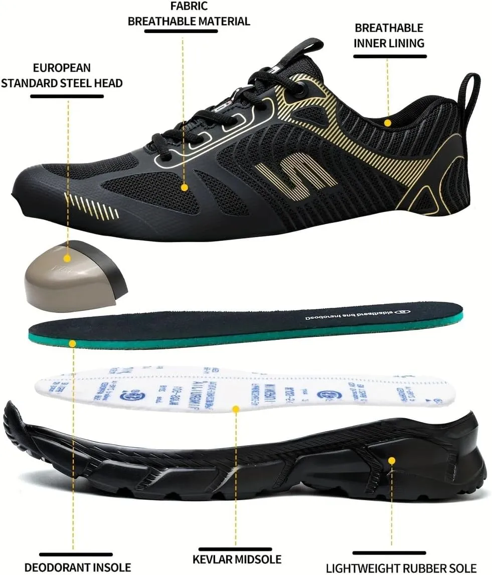 Breathable Woven Knit Shock Absorption Running Shoes Safety Shoes Suitable for Hiking and Outdoor Work