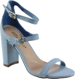 Breckelle's Women's Devie-07 Mary Jane Style Ankle Strap Block High Heel Dress Sandals (8, Blue)