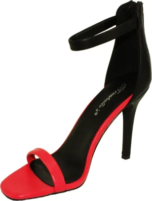 Breckelle's Women's Swing-02 Ankle Strap Dress Stiletto High Heel Sandals (10, Pink/Black)