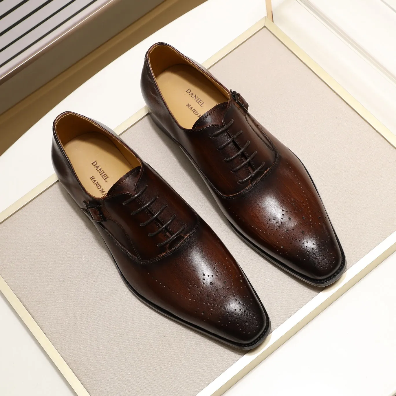 Brock Business Oxford Shoes Men's Handmade Dress Leather Shoes