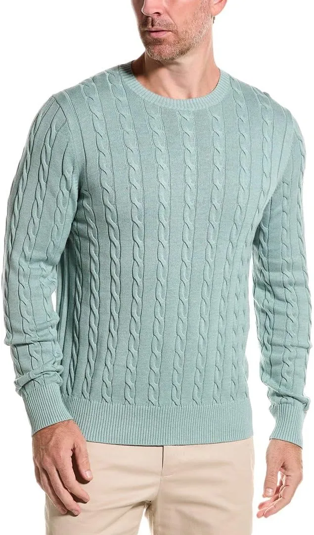Brooks Brothers Men's Regular Fit Supima Cotton Long Sleeve Half-Zip Sweater, Jade, Medium