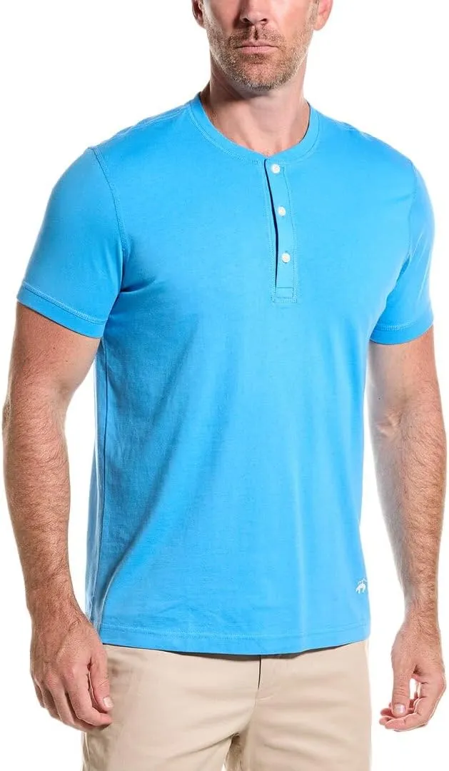 Brooks Brothers Men's Short Sleeve Cotton Jersey Henley Logo T-Shirt
