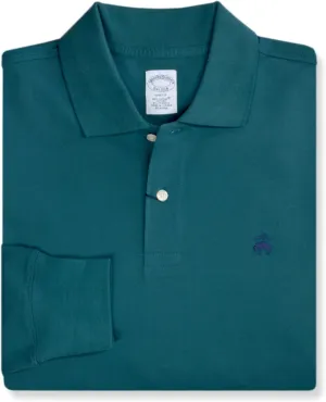 Brooks Brothers Men's Supima Cotton Pique Stretch Logo Long Sleeve Polo Shirt
