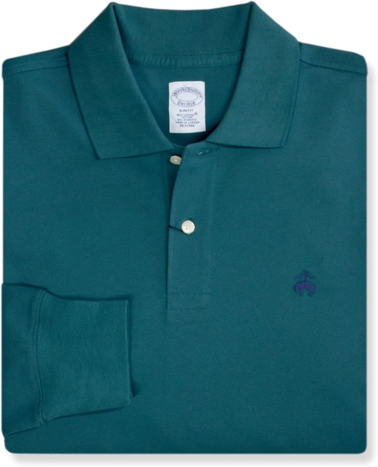 Brooks Brothers Men's Supima Cotton Pique Stretch Logo Long Sleeve Polo Shirt