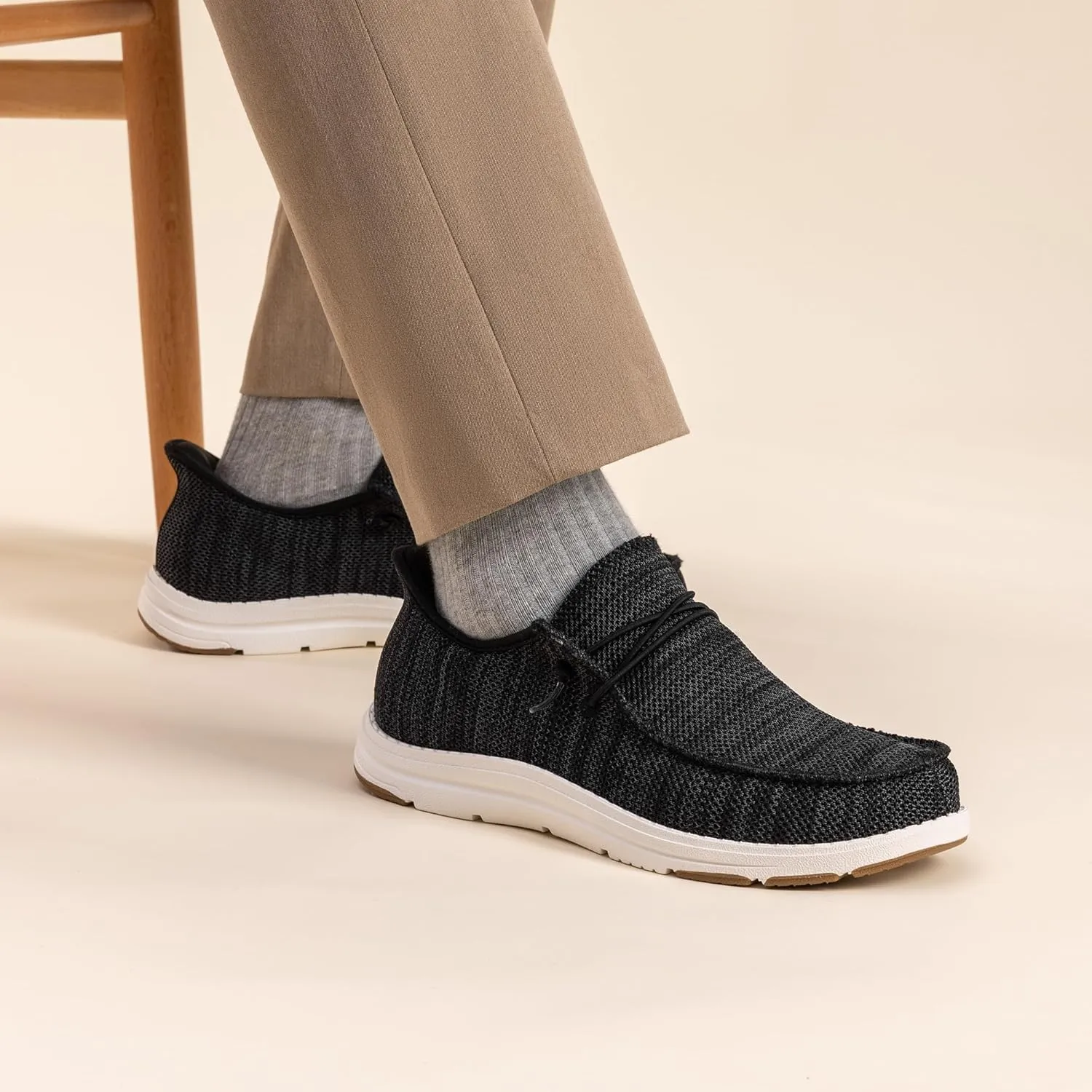 Bruno Marc Hands Free Mens Casual Loafers, Men's Stretch Lace Up Slip On Shoes, Arch Support Non Slip Barefoot Shoes for Men, Comfortable & Light-Weight