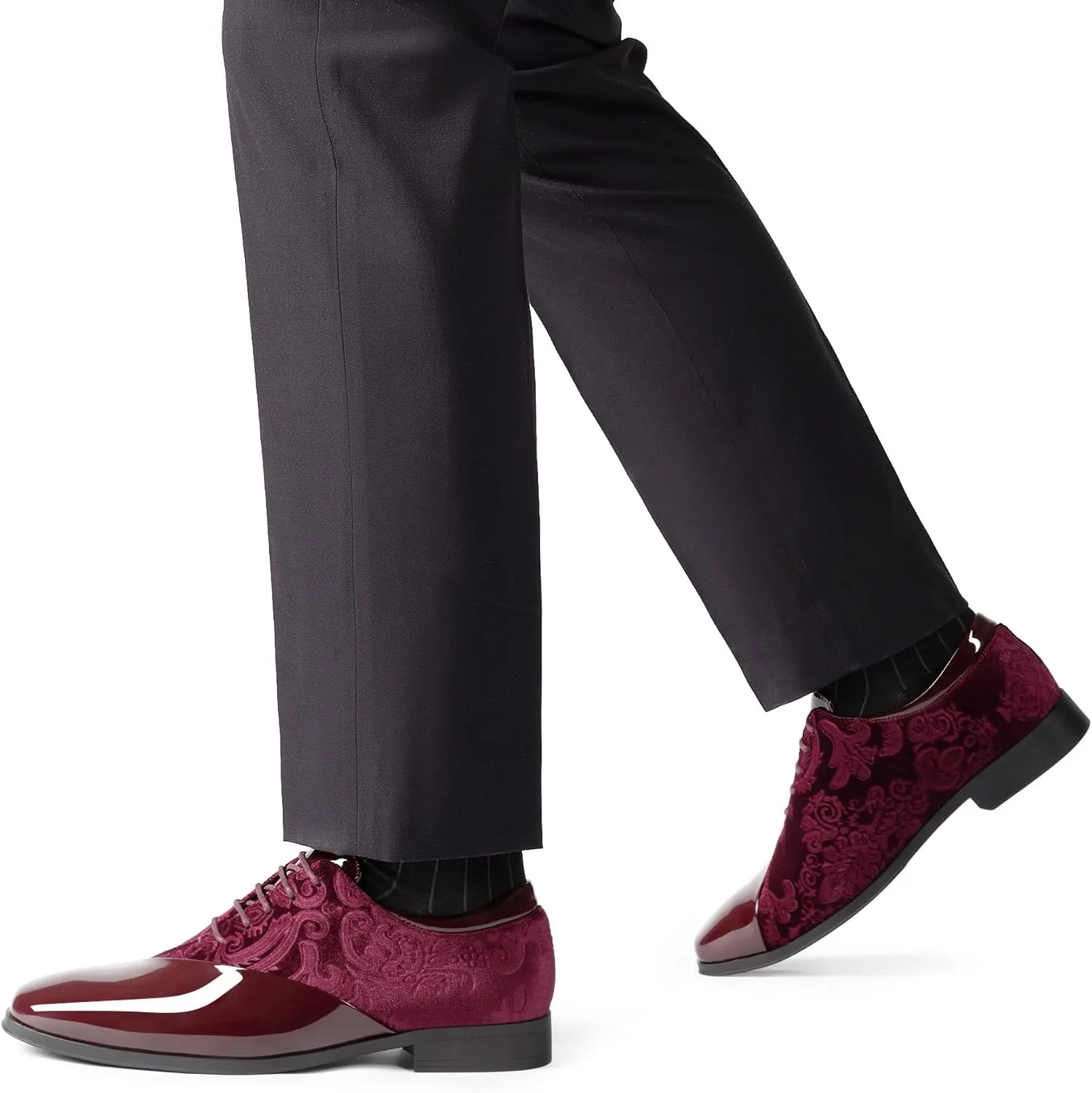 Bruno Marc Men's Dress Tuxedo Shoes Classic Patent Velvet Lace-up Formal Caden Oxford