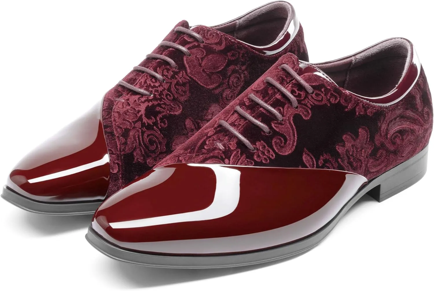 Bruno Marc Men's Dress Tuxedo Shoes Classic Patent Velvet Lace-up Formal Caden Oxford