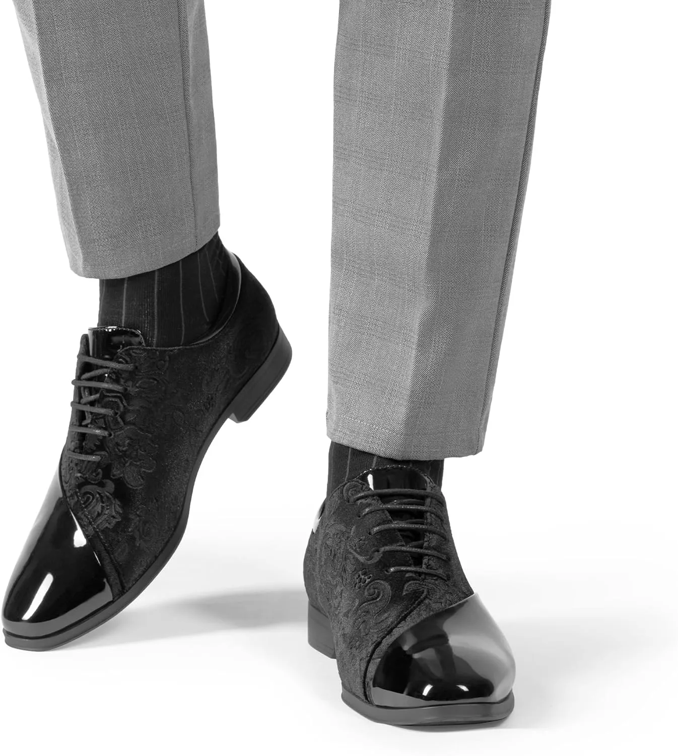 Bruno Marc Men's Dress Tuxedo Shoes Classic Patent Velvet Lace-up Formal Caden Oxford