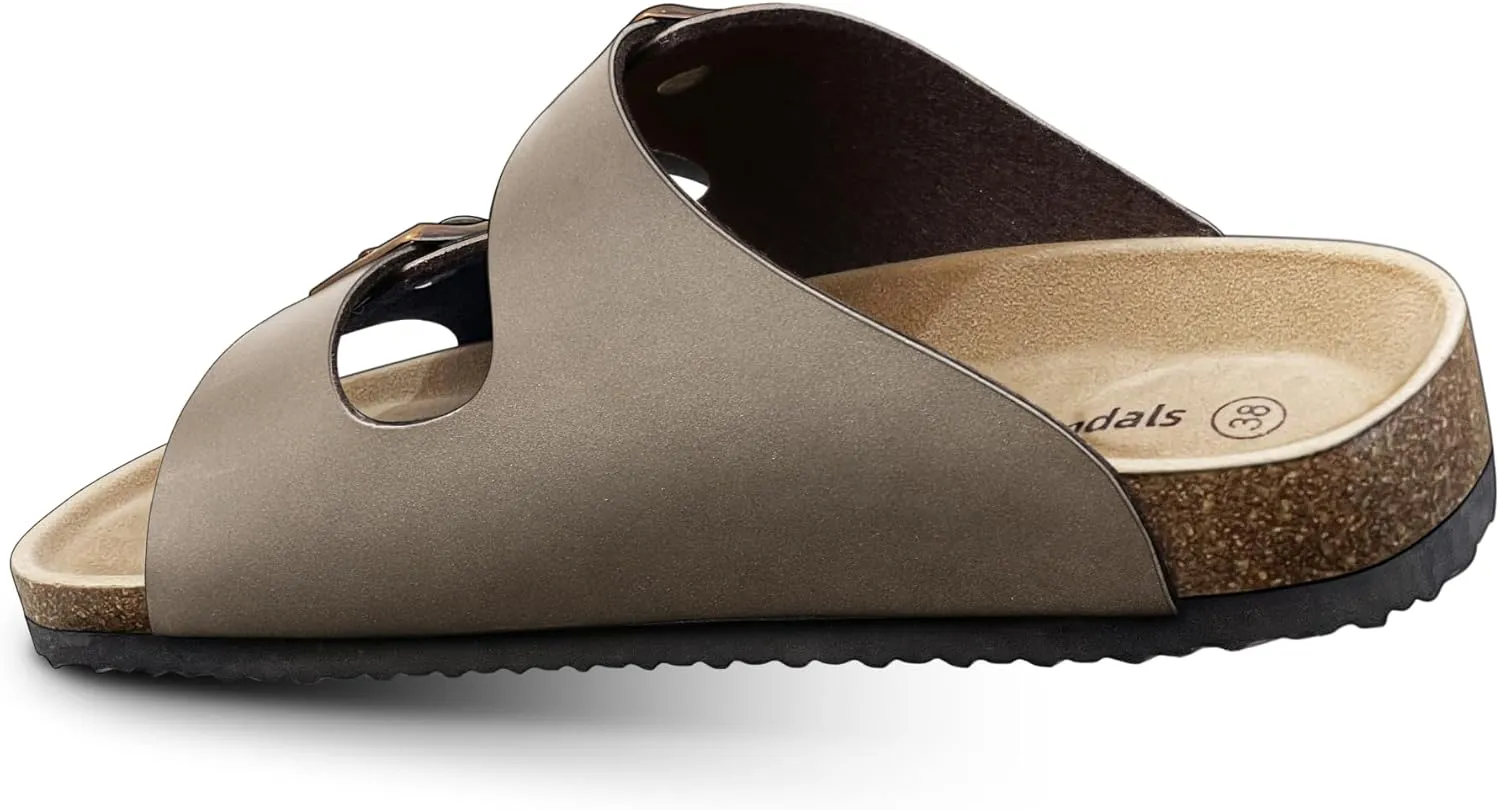 BULLIANT Men's Sandals-Flat Slide Sandals Men Women slip-On-Rubber Outsole and Suede Strap