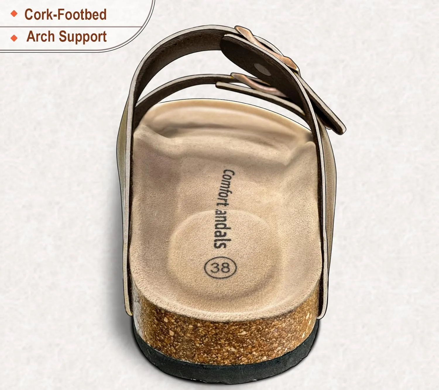 BULLIANT Men's Sandals-Flat Slide Sandals Men Women slip-On-Rubber Outsole and Suede Strap