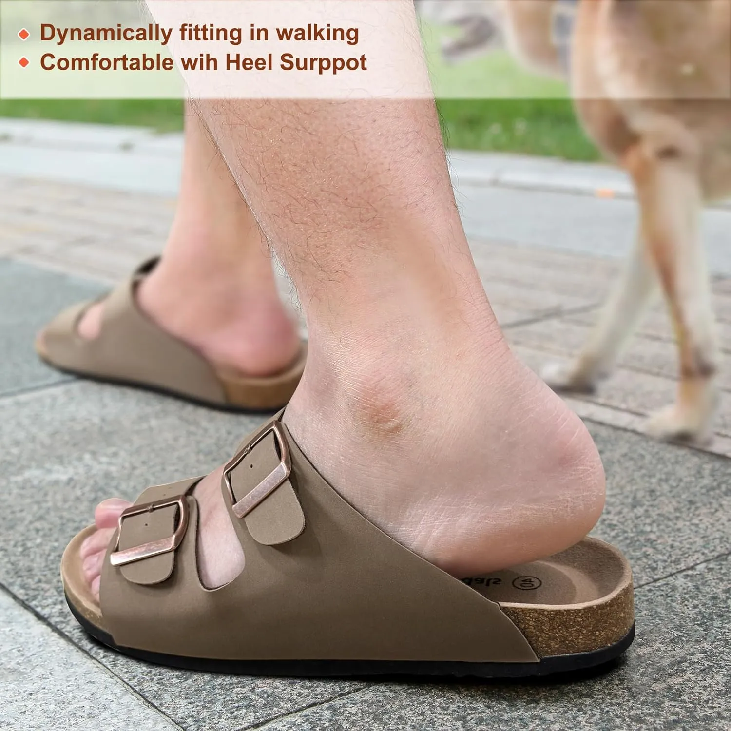 BULLIANT Men's Sandals-Flat Slide Sandals Men Women slip-On-Rubber Outsole and Suede Strap