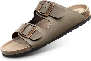 BULLIANT Men's Sandals-Flat Slide Sandals Men Women slip-On-Rubber Outsole and Suede Strap