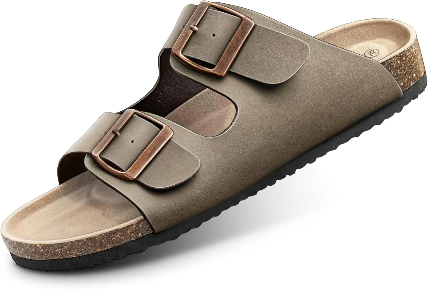 BULLIANT Men's Sandals-Flat Slide Sandals Men Women slip-On-Rubber Outsole and Suede Strap