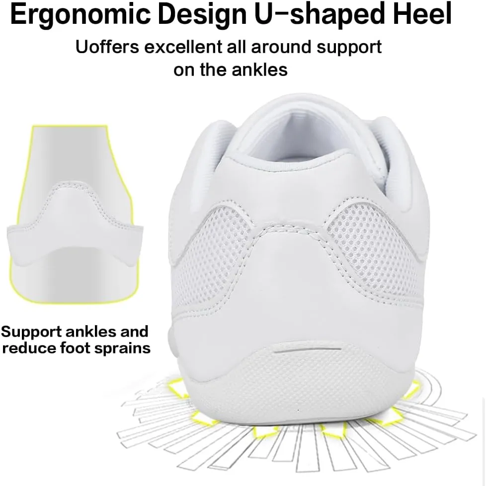CADIDL Cheer Shoes for Women White Cheerleading Athletic Dance Shoes Girls Flats Tennis Walking Sneakers