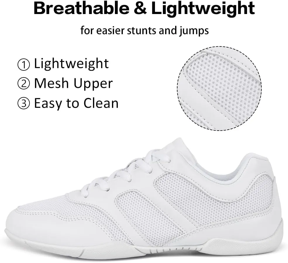 CADIDL Cheer Shoes for Women White Cheerleading Athletic Dance Shoes Girls Flats Tennis Walking Sneakers