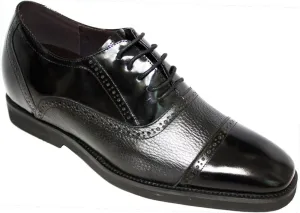 Calden Men's Invisible Height Increasing Elevator Shoes - Black Leather Lace-up Lightweight Formal Dress Oxfords - 2.8 Inches Taller - K320021 - Size 6.5 D(M) US