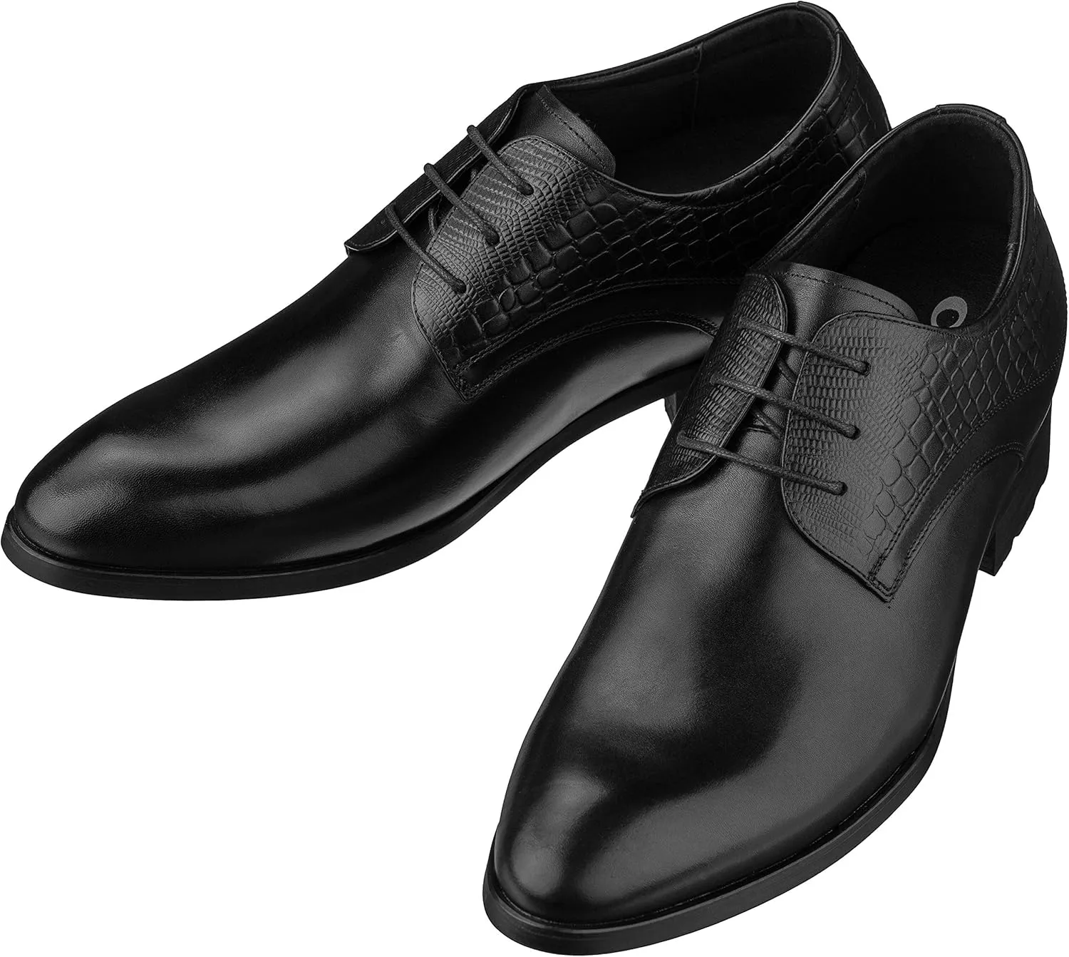 CALTO Mens Elevator Shoes 3 Inches Taller - Height Increasing Black Dress Oxfords - A329011 - Discreet Heels Insole Built-in - A329011 - Size 7 D US