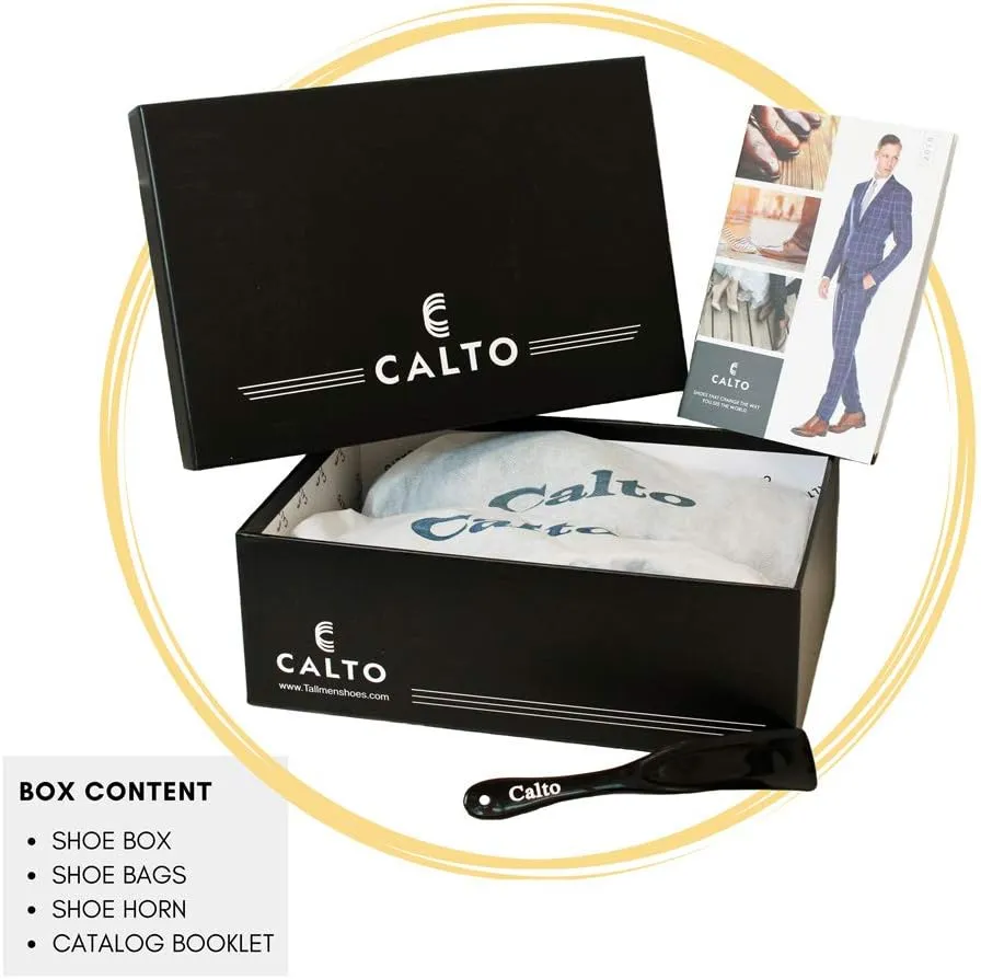 CALTO Mens Elevator Shoes 3 Inches Taller - Height Increasing Black Dress Oxfords - A329011 - Discreet Heels Insole Built-in - A329011 - Size 7 D US